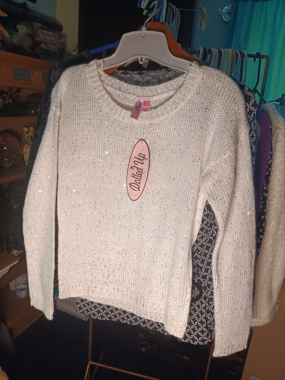Dolled Up Ivory Sequin Crewneck Sweater